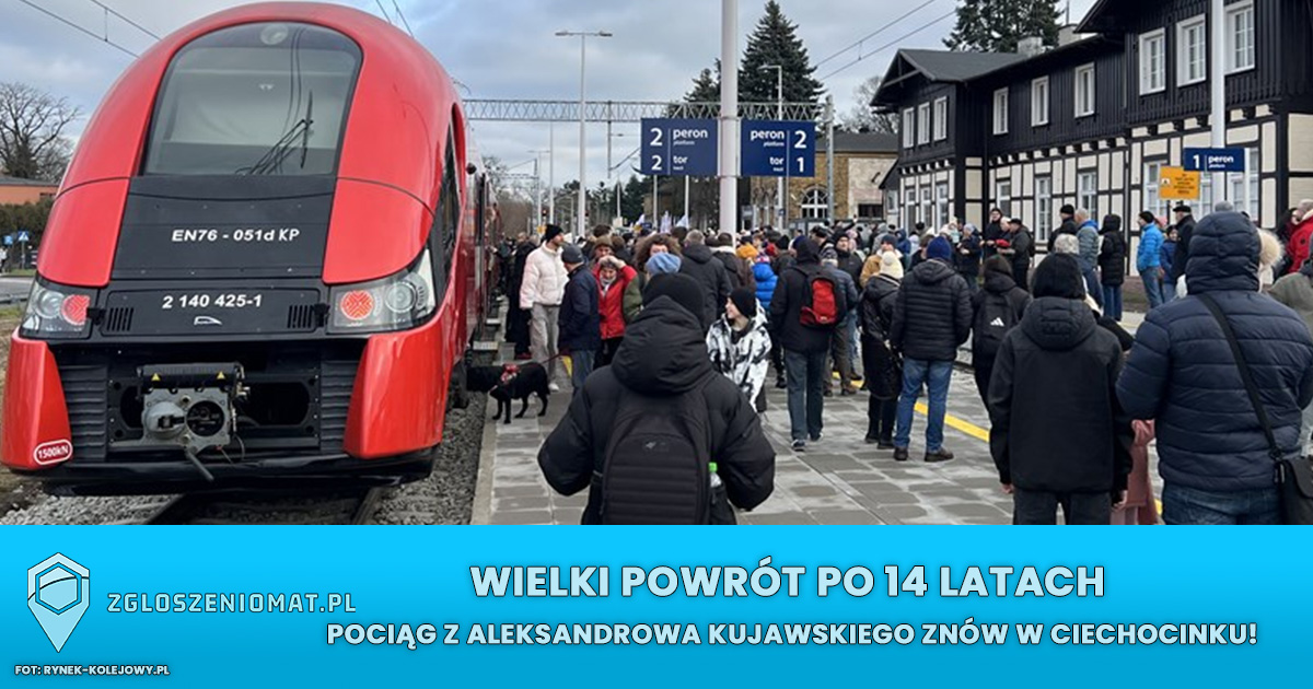🚂 Pociąg wrócił do Ciechocinka! Po 14 latach z Aleksandrowa